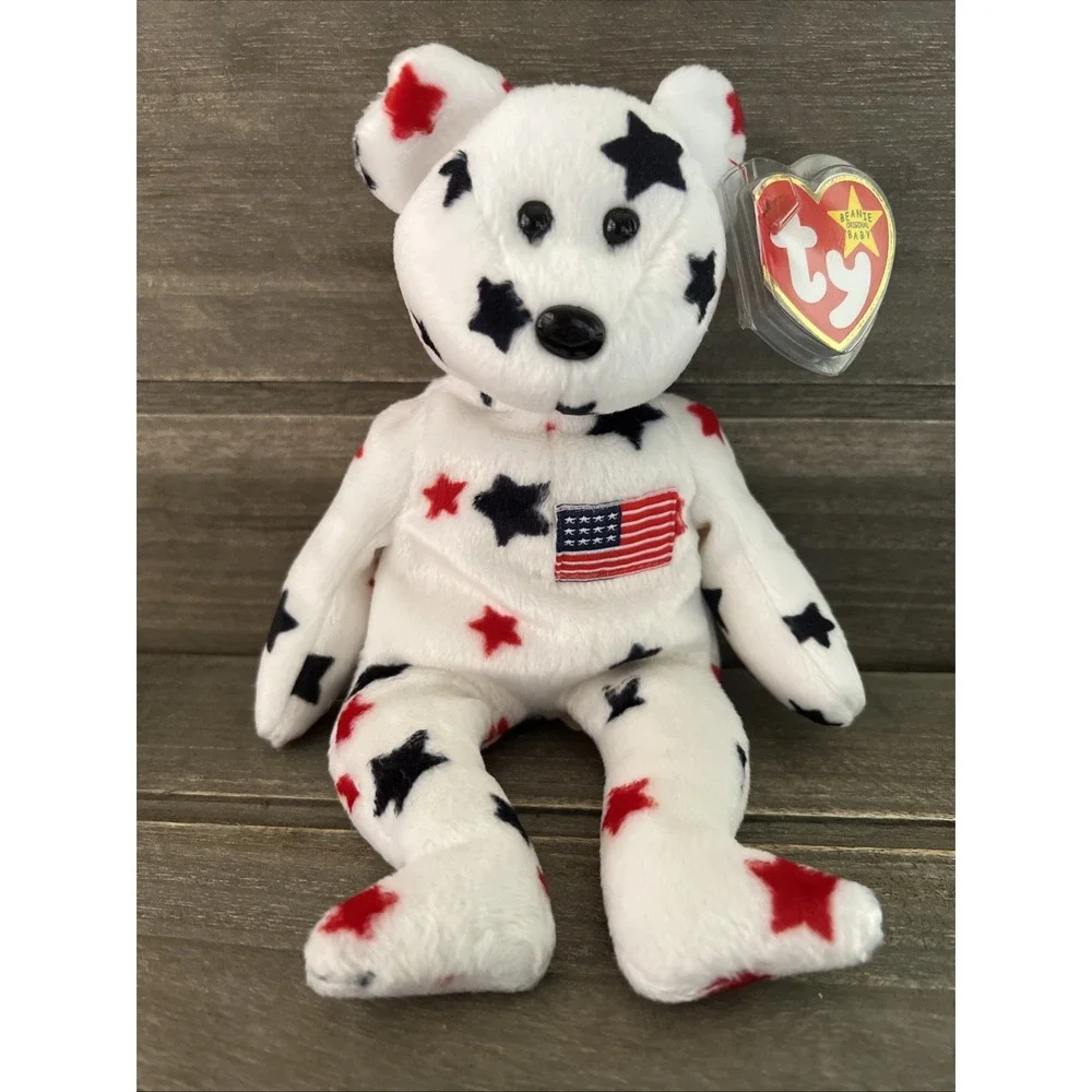 Ty Beanie Baby Glory the Bear 1998 Patriotic American Flag Stars Plush Toy
